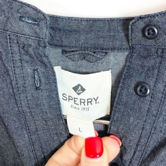Sperry chambray striped shirt Sz L - Picture 2 of 5